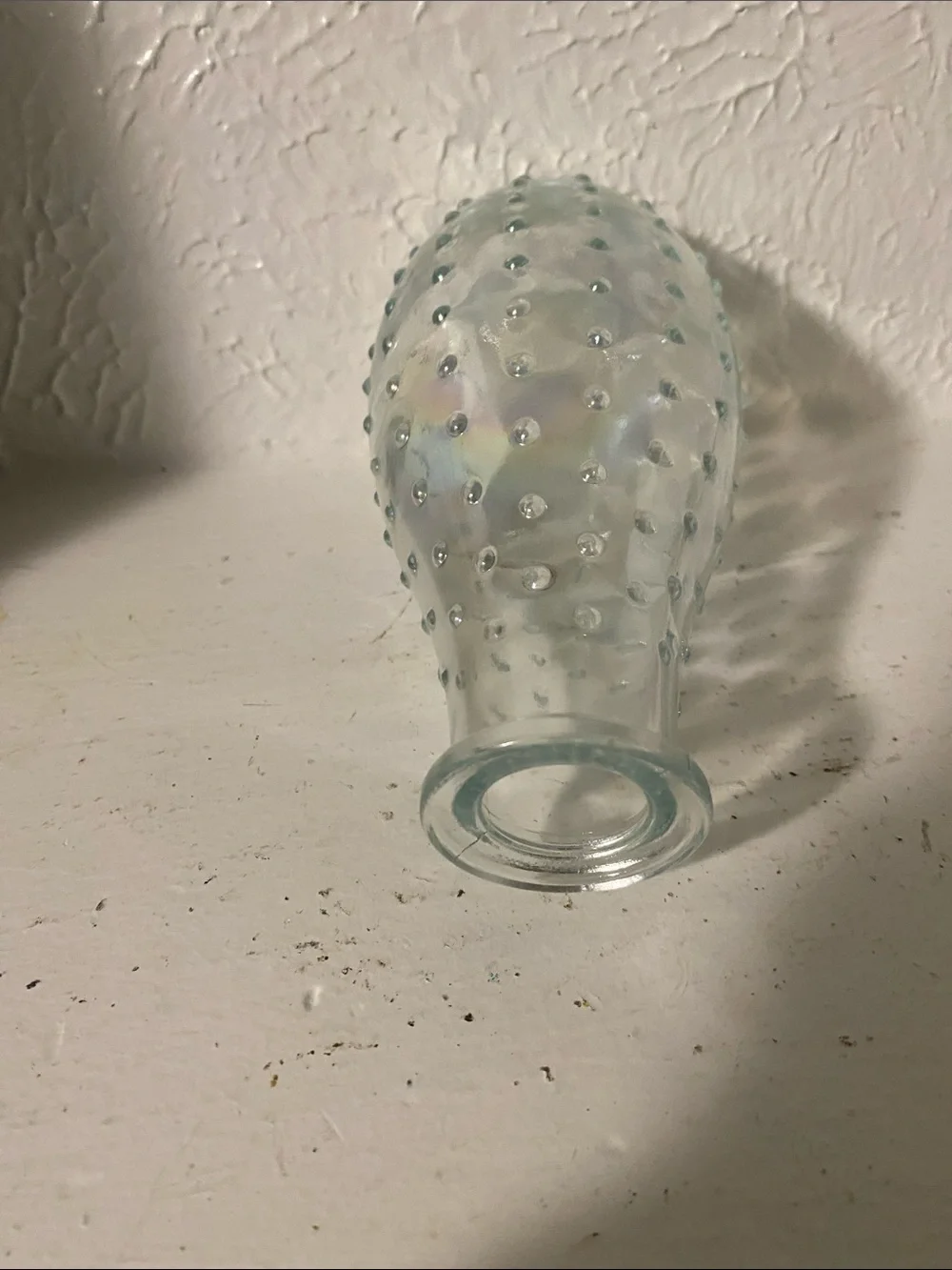Vintage Style Iridescent Clear Glass Hobnail Vase.